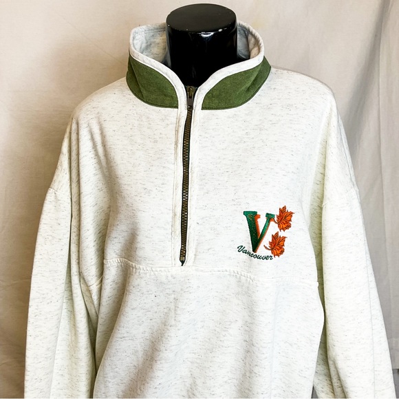 VINTAGE 90s Heather Gray Vancouver Embroidered Sweatshirt - Picture 9 of 14